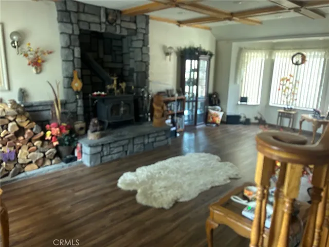 Custom fireplace graces the front/living room