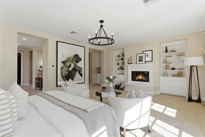 Primary suite with fireplace/built in's