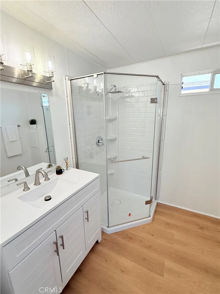 New master bath shower, vanity and flooring