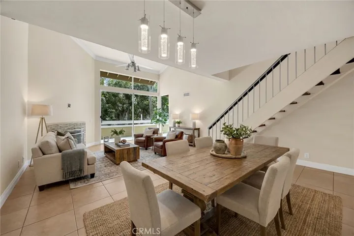 VIRTUALLY STAGED Looking from dining area towards patio