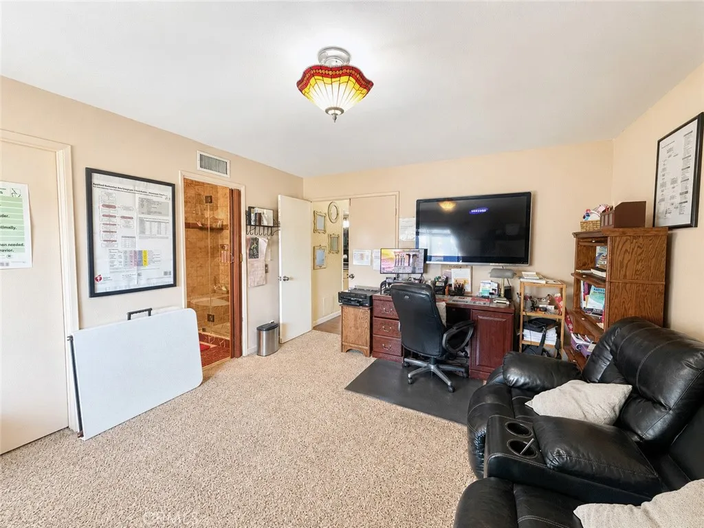 Master bedroom being used as an office