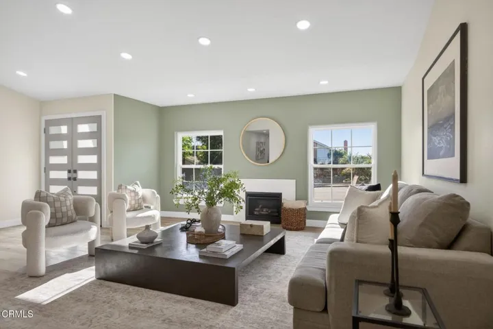 Upscale Living Room with Fireplace