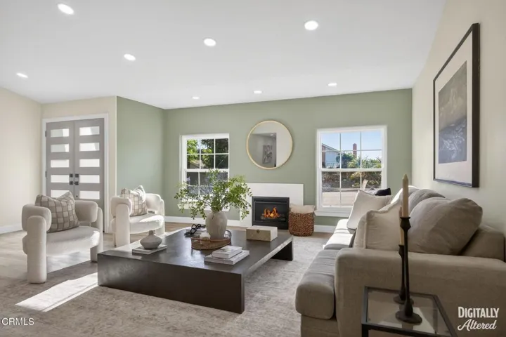 Upscale Living Room with Fireplace