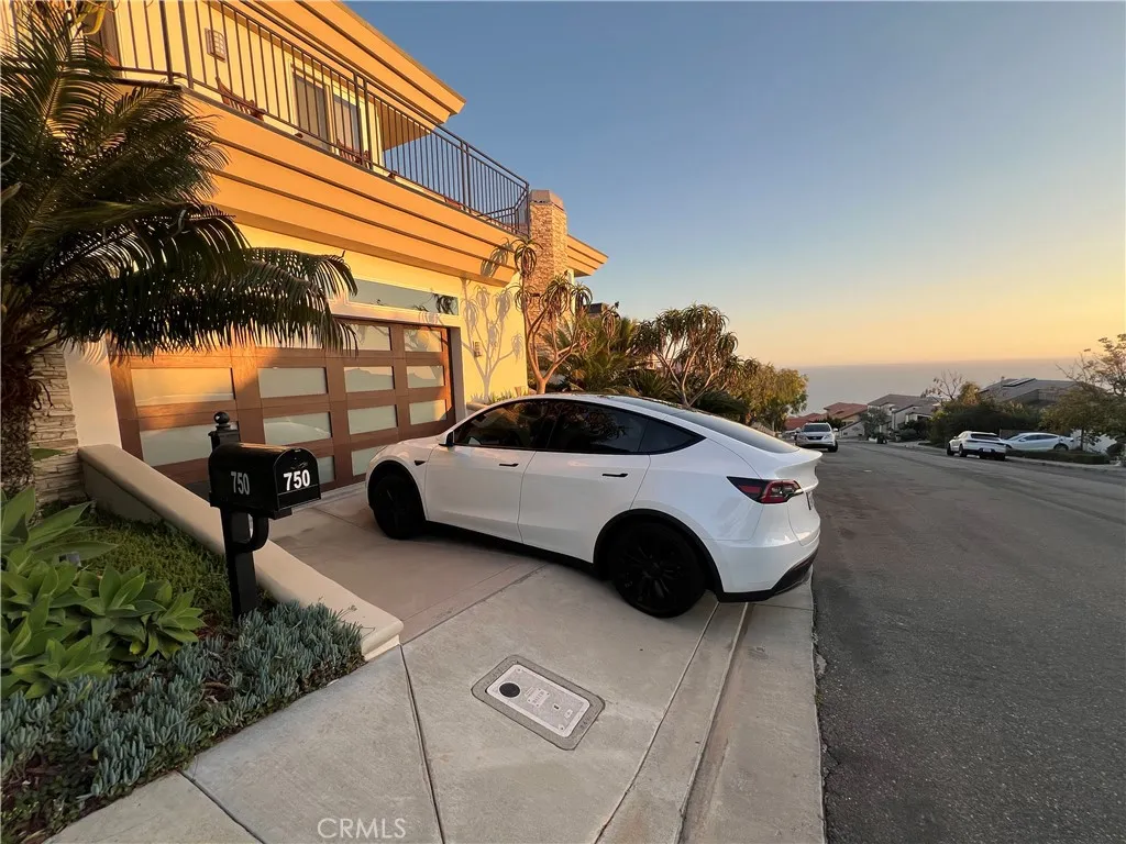 Tesla charging station in the garage.