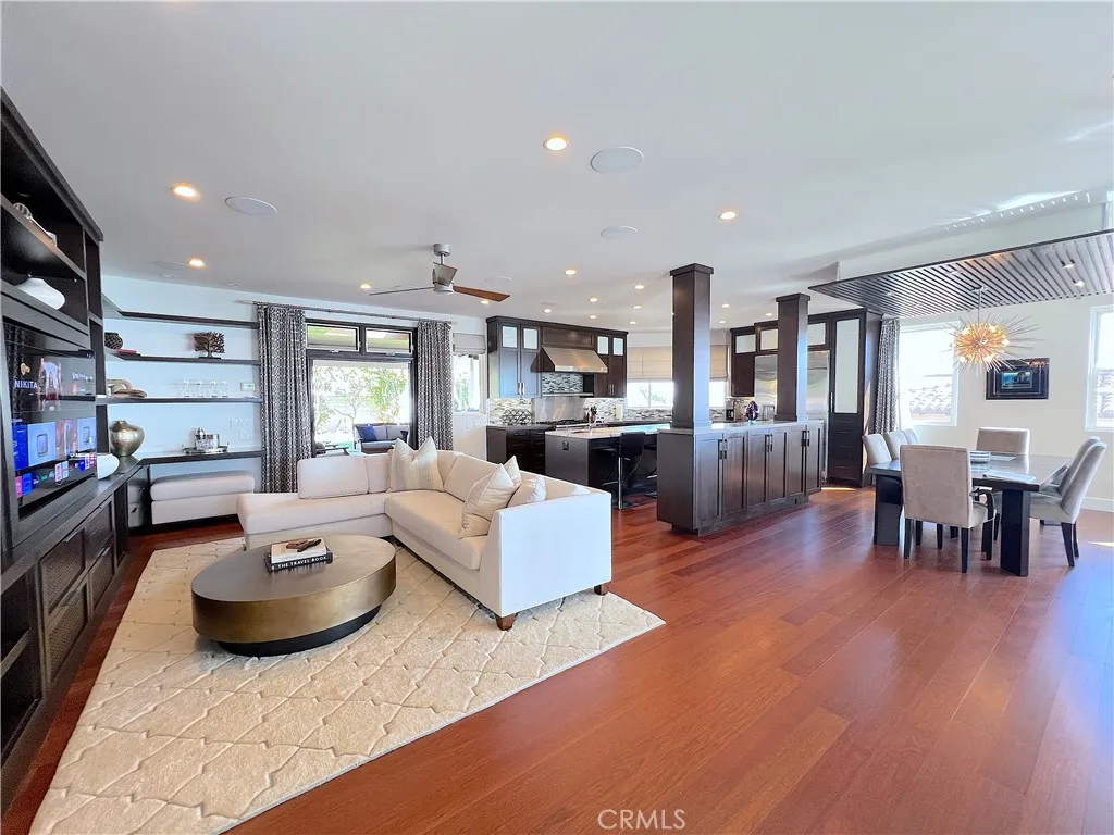 Family room open to kitchen and dining room