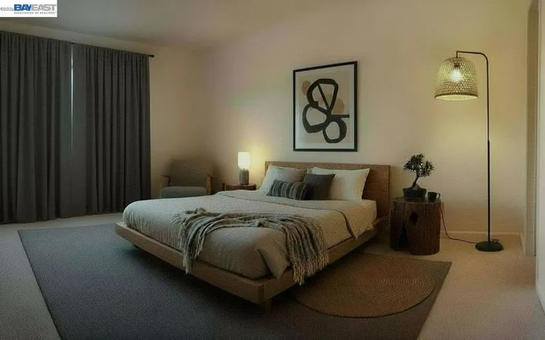 virtually staged primary bedroom