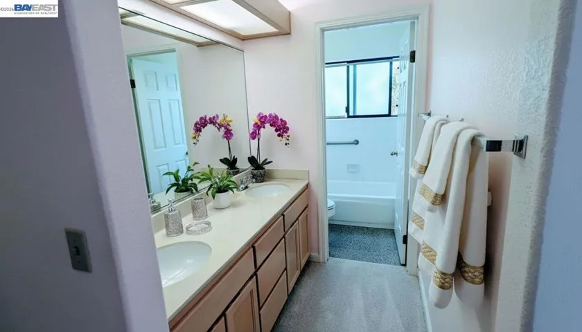 virtually staged primary bathroom