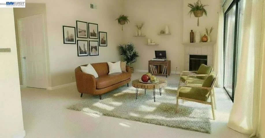 Virtually staged living room