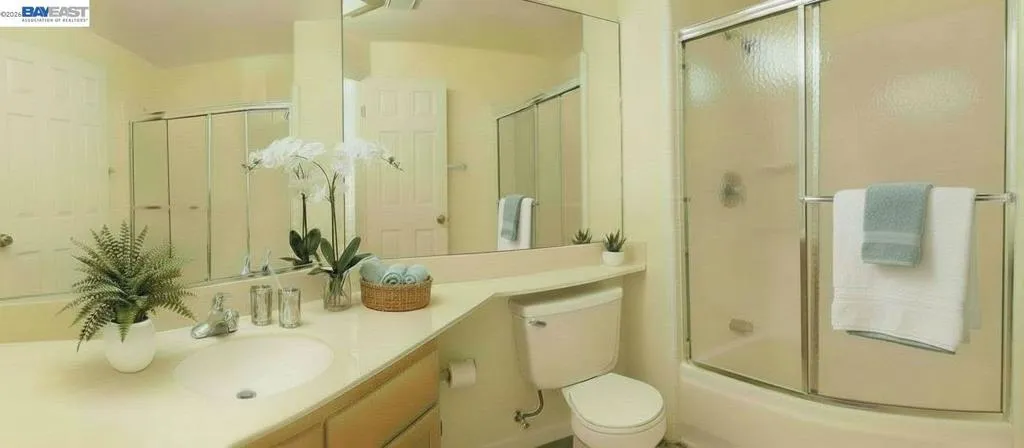 virtually staged hall bathroom