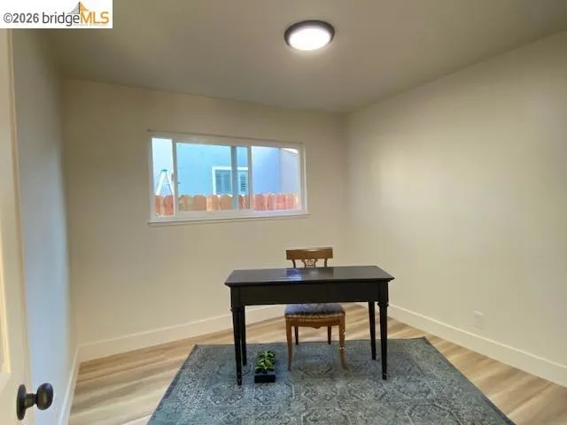 Office area with light wood finished floors