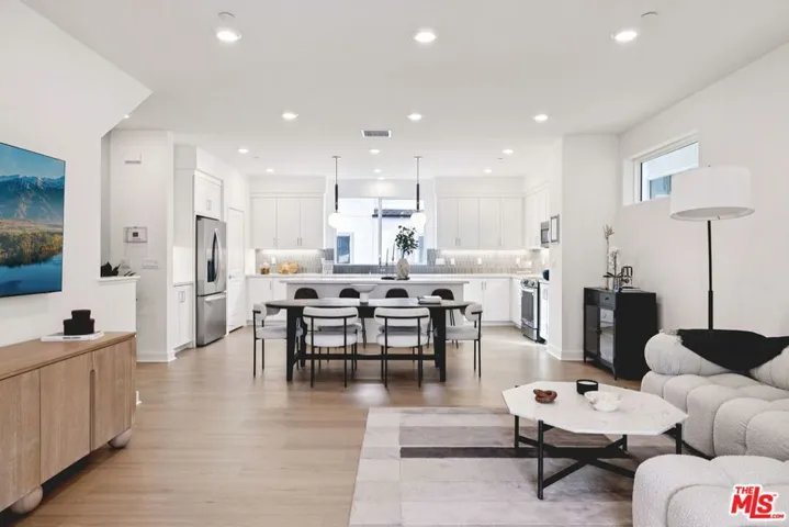 Model home living room with de