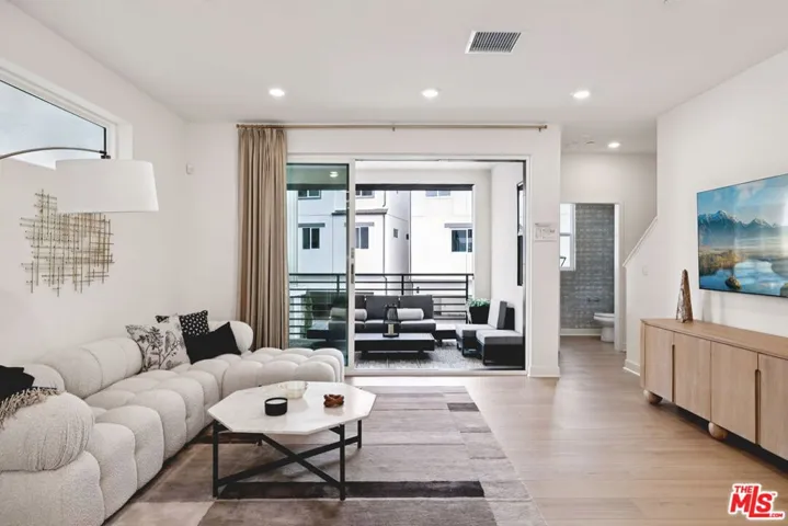 Model home living room with de