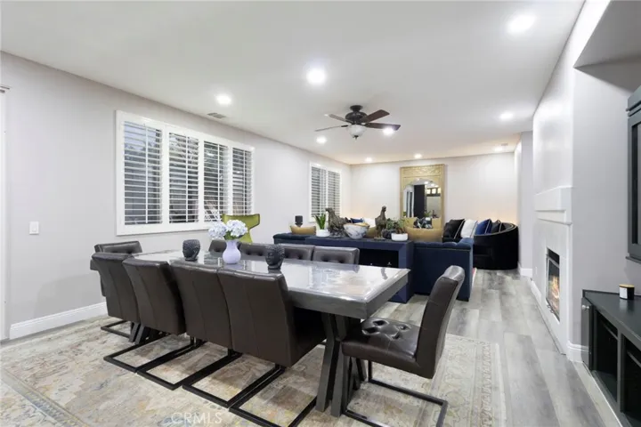 View from dining room over looking family room.