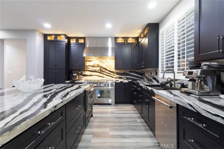View of the luxury kitchen from the fridge.