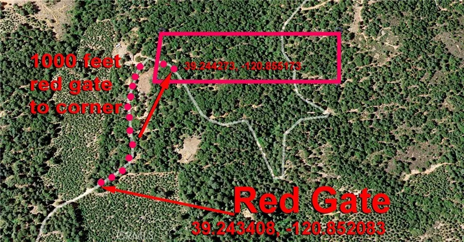 From gate to corner of lot Map