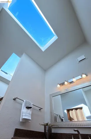 Bathroom view of a skylight