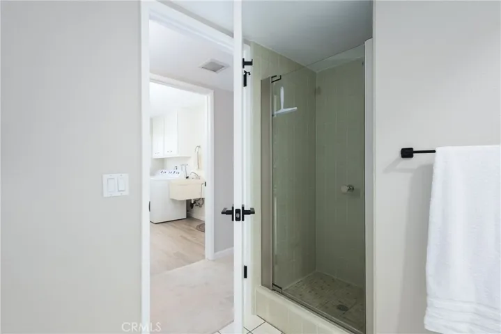 shower behind door downstairs bathroom