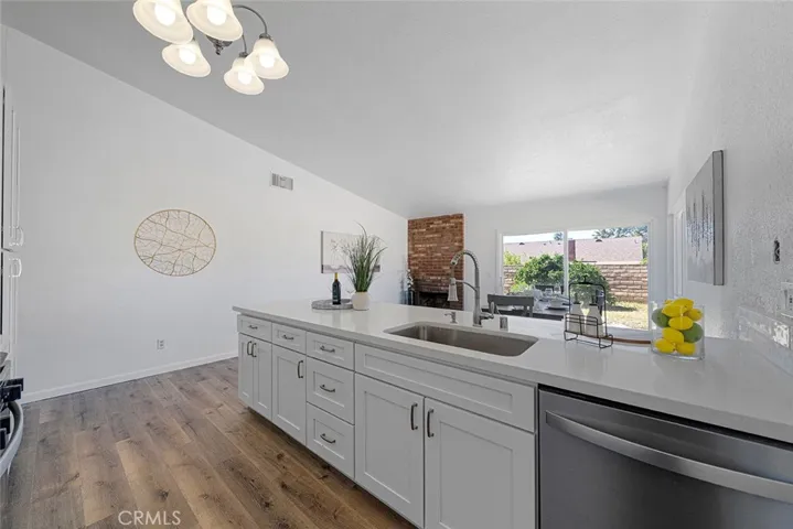Newly updated kitchen that opens to the dining area that can also be extra living room.