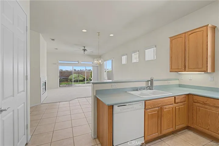 View to living and dining room. Pantry to the left