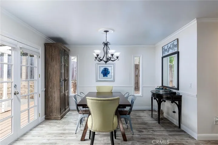 Dining room with exit to side yard.