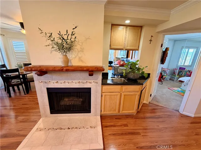 Fireplace and wet bar