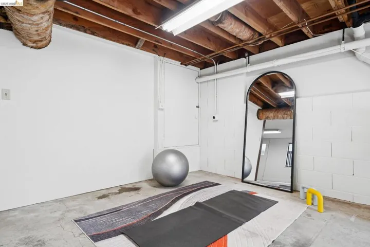 Workout area featuring concrete floors