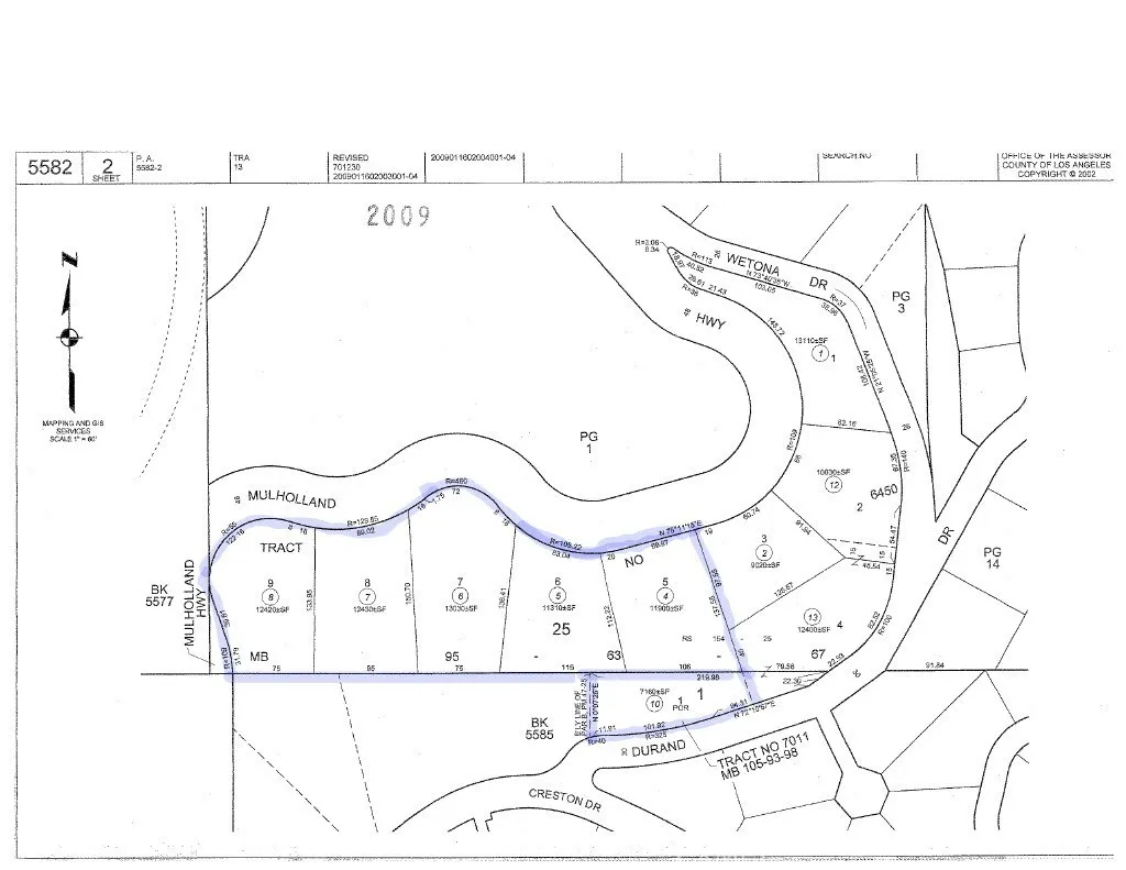 Six separate Assessor's Parcel Numbers and lots