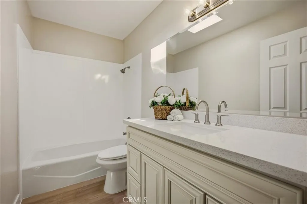 Remodeled hall bath.