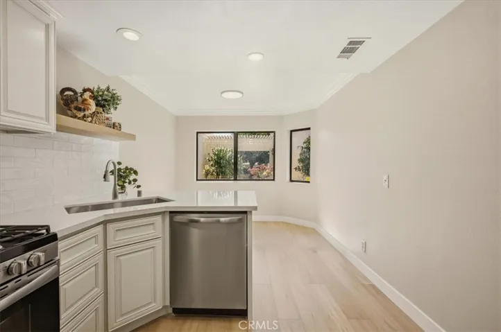 Sink has garden views