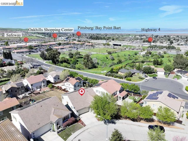 Aerial perspective of suburban area