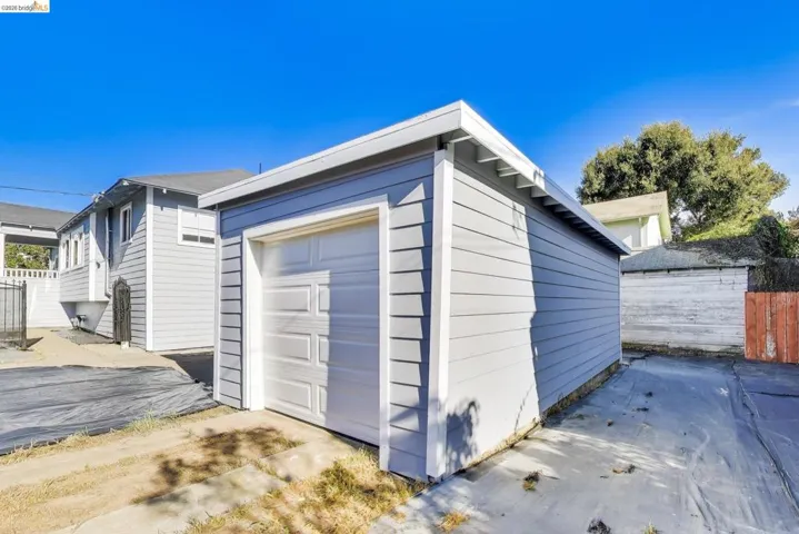 View of detached garage