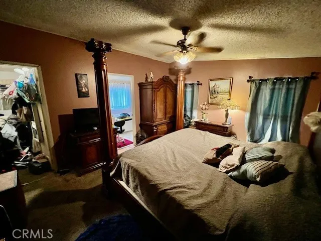 Master bedroom & partial view of walk-in closet.