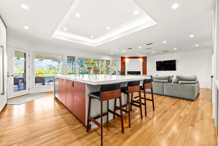 Open floor plan with kitchen and family room