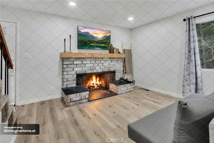 Enhanced photo with fire and picture on tv