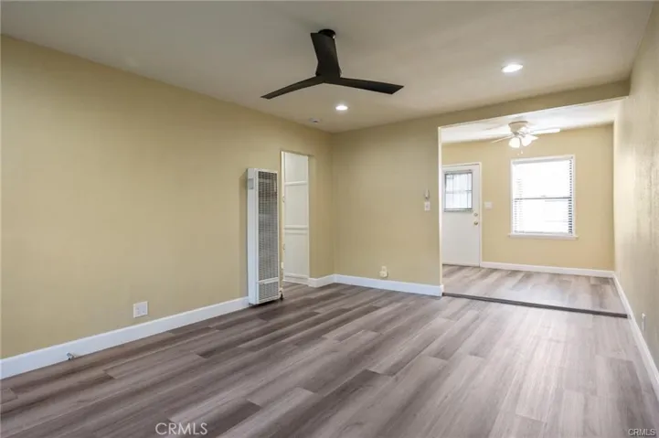 Ceiling fans and newer recessed lighting.
