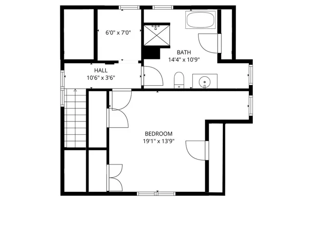 Floorplan of the second floor. Layout and measurements are approximate.