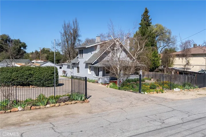 Gated front yard. The property has multiple gates to allow access.