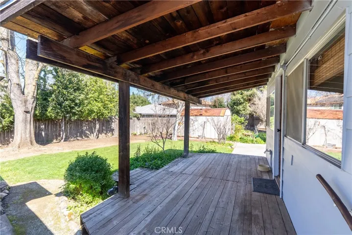 The covered back porch gives you a sheltered space to enjoy the outdoors.