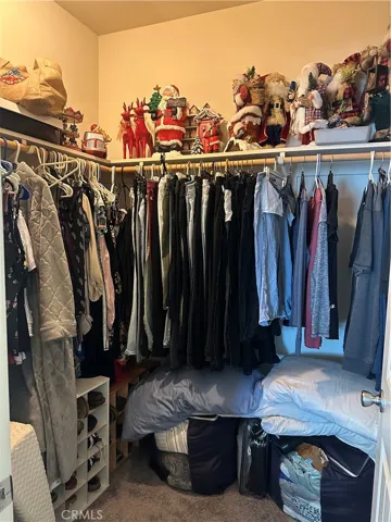 Primary bedroom walk in closet.