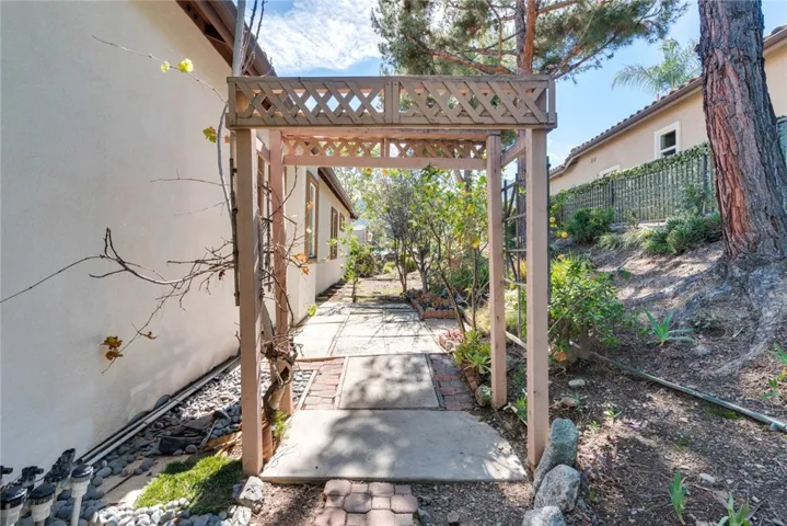 Side Yard Trellise; Several Fruit Trees here