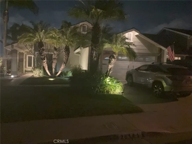 Front of home at night