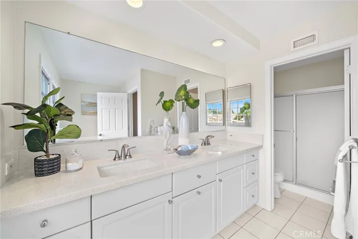 Upstairs Guest Bathroom with Dual Sinks