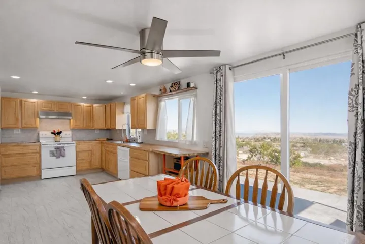 Kitchen looking into backyard