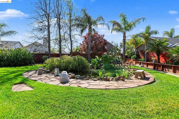 Fenced backyard featuring a patio area