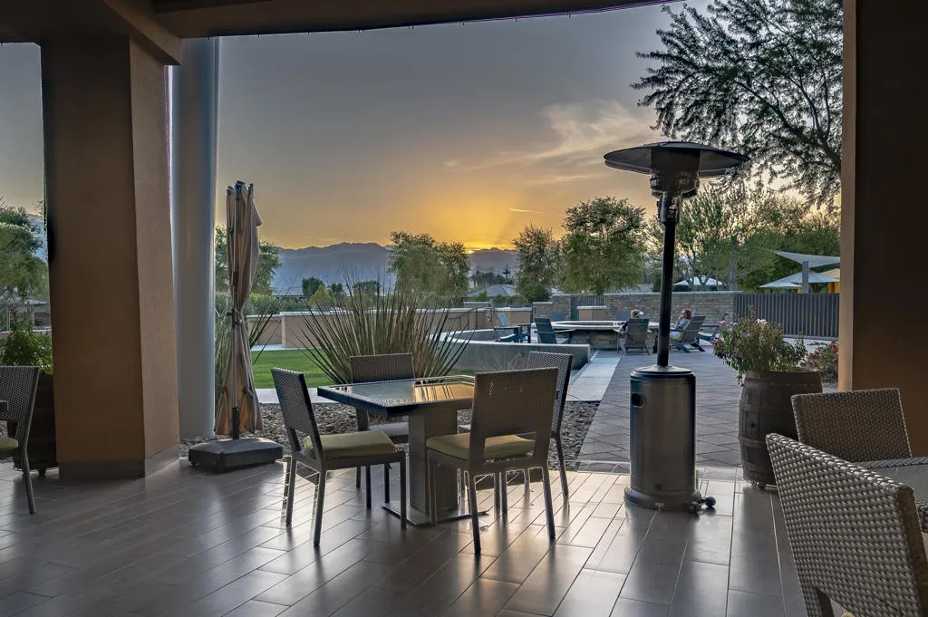 Trilogy Polo Clubhouse patio sunset