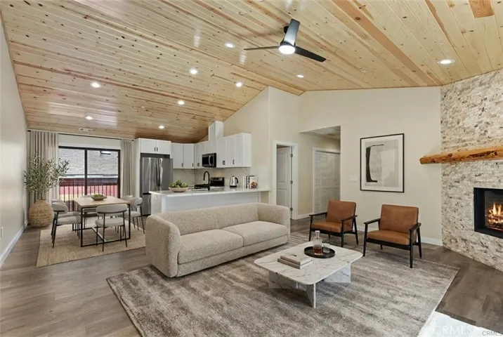 Virtually staged kitchen and living room