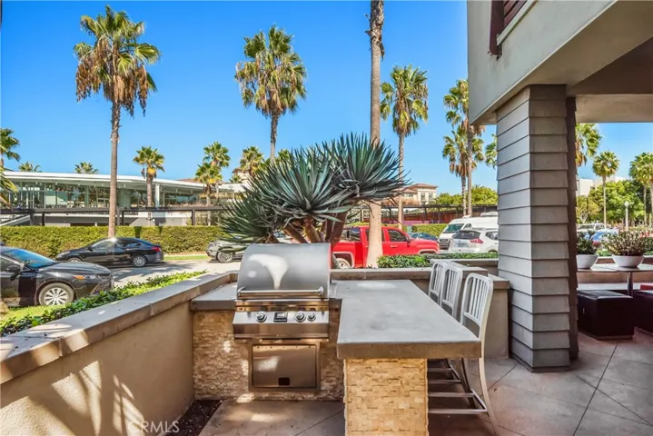 Barbecue off of the patio.