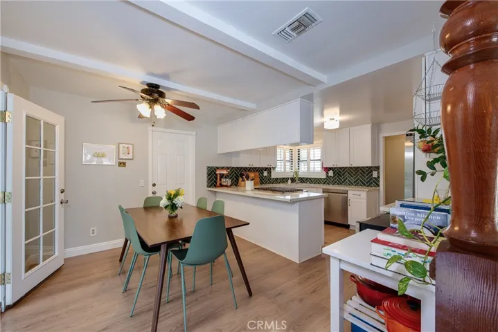 The dining room is the perfect space for everyday meals or entertaining guests.