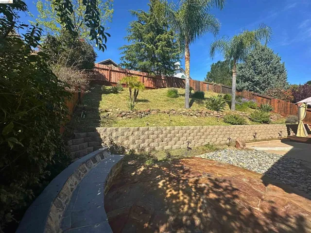 View of fenced backyard