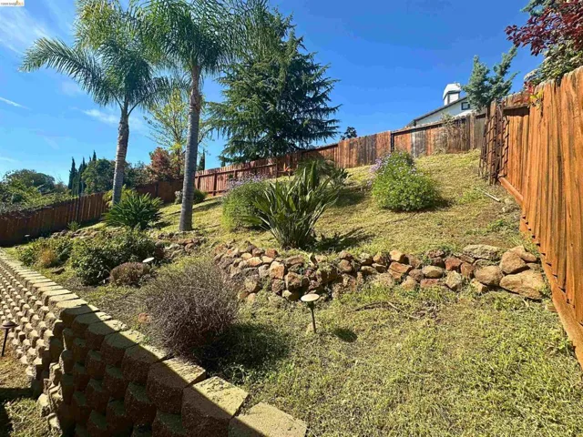 View of fenced backyard
